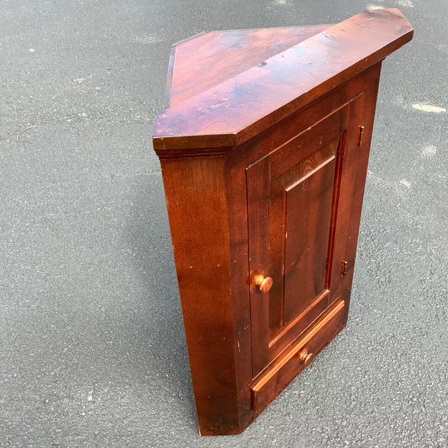 Wood 1920s Antique Cherry Corner Cabinet For Sale - Image 7 of 8