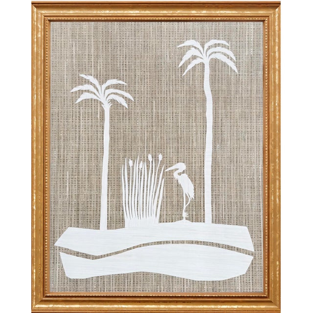 Abstract original hand cut grasscloth collage by Charleston based artist Haley Mathewes