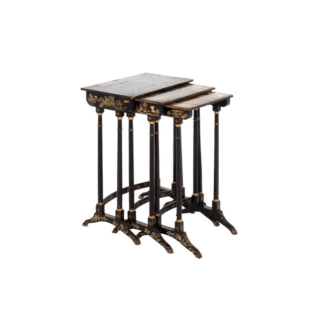 Regency Period Chinoiserie Nest of Tables, Set of 3 For Sale