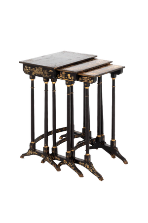 Regency Period Chinoiserie Nest of Tables, Set of 3