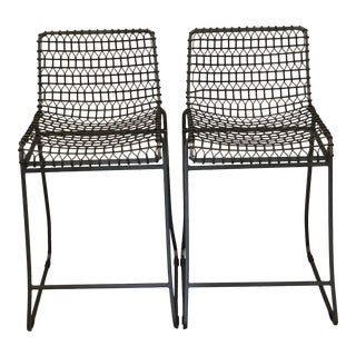 Crate & Barrel Tig Counter Stools - a Pair For Sale