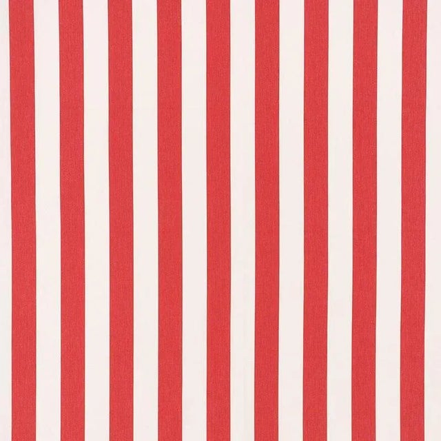 Schumacher Andy Stripe Fabric in Red For Sale