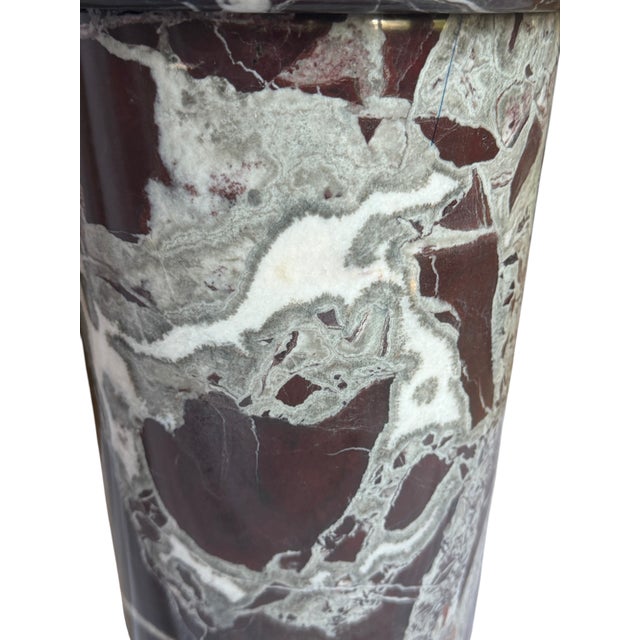 Vintage Neoclassical Rosso Levanto Marble Column Pedestal For Sale - Image 14 of 18
