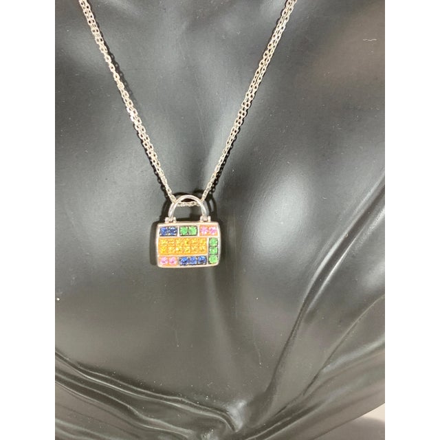 2.0 Carat Multi Sapphire Pendant /Necklace 18 Karat Gold Estate, Pocket Book For Sale In New York - Image 6 of 18