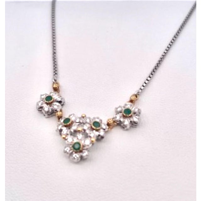 Green 1980s Buccellati Garland Necklace Emeralds Diamonds 18k For Sale - Image 8 of 9