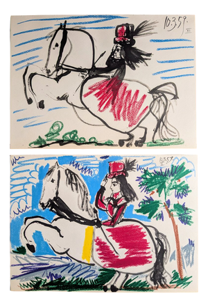 Pablo Picasso, The Knight Girl (Jacqueline Riding), 1961, Lithographs in Color, Set of 2