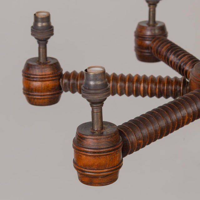 1940s Charles Dudouyt French Carved Wood Chandelier For Sale - Image 10 of 14