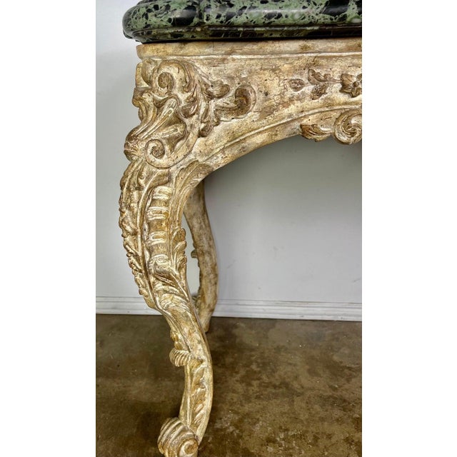 French French Carved Louis XV Style Console With Marble Top For Sale - Image 3 of 16