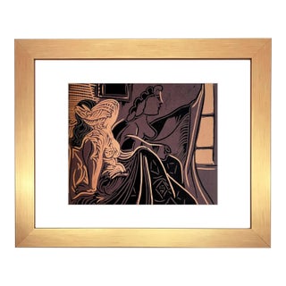 Pablo Picasso Framed Linocut Two Women Near the Window 1978 For Sale