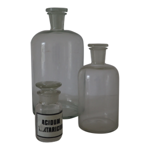 Vintage Clear Pharmacy Bottles - Set of 3