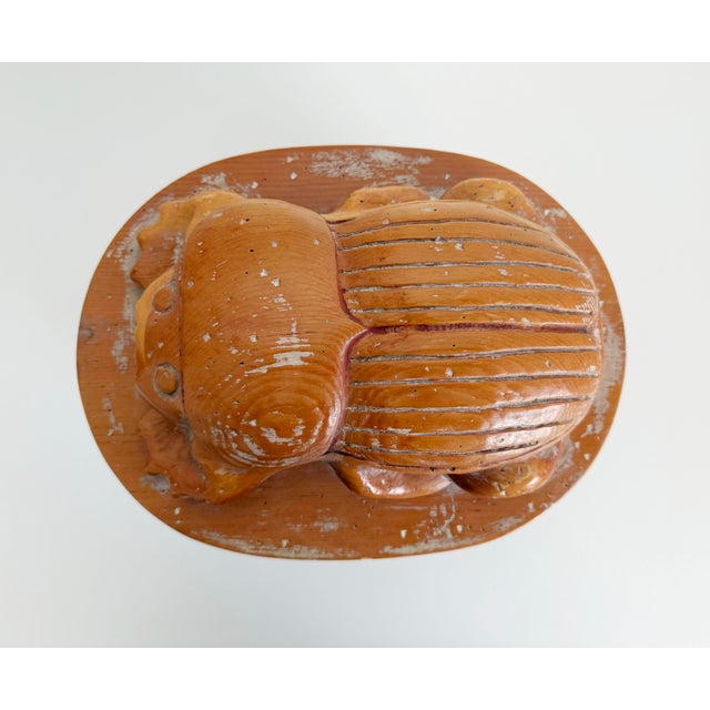 Wood Scarab Beetle Brass & Wood Box by Sarreid, Attributed For Sale - Image 7 of 10