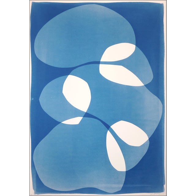 2026, Organic Floating Shapes in Blue Tones, Handmade Monotype Diptych, Our Subtle Differences, Cyanotype on Paper For Sale - Image 4 of 10