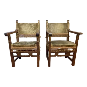 Pair of 17th Century Italian Tuscan Arm Chairs