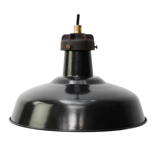 Vintage Factory Pendant Lamp in Black Enamel by Gal For Sale - Image 6 of 6