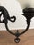 1920s Spanish Revival Cast Metal Three-Light Chandelier With Frosted Glass Shades For Sale - Image 4 of 6