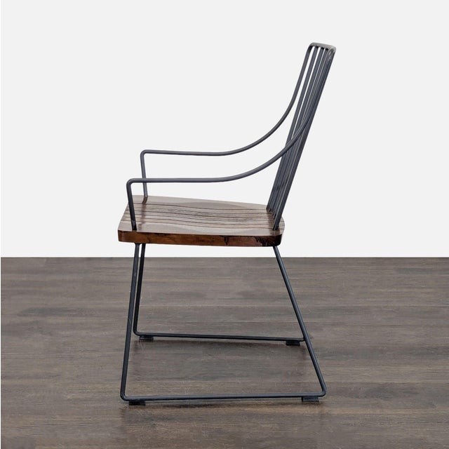 Industrial Crate & Barrel Industrial Metal & Wood Accent Chair For Sale - Image 3 of 7