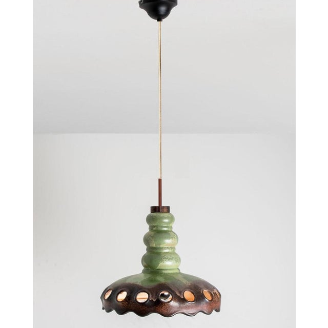 Ceramic German Green and Brown Hanging Lamp in Ceramic by Pan Keramik, 1970s For Sale - Image 7 of 18