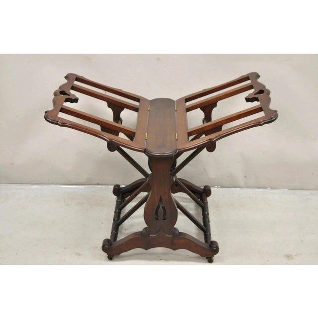 Brown Antique American Victorian Carved Black Walnut Adjustable Folio Print Stand For Sale - Image 8 of 12