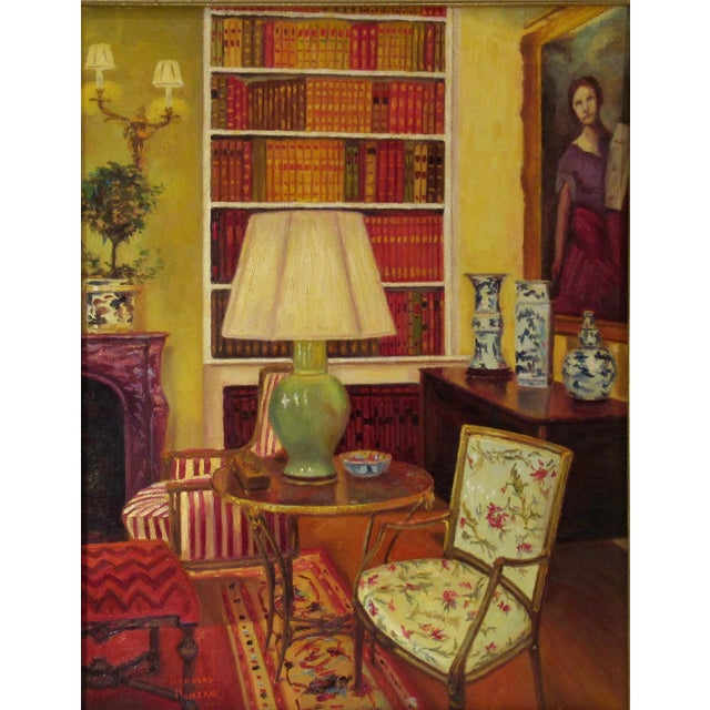 This artwork titled "The Study" c.2000, is an oil painting on canvas by noted American impressionist artist Douglas Paul...