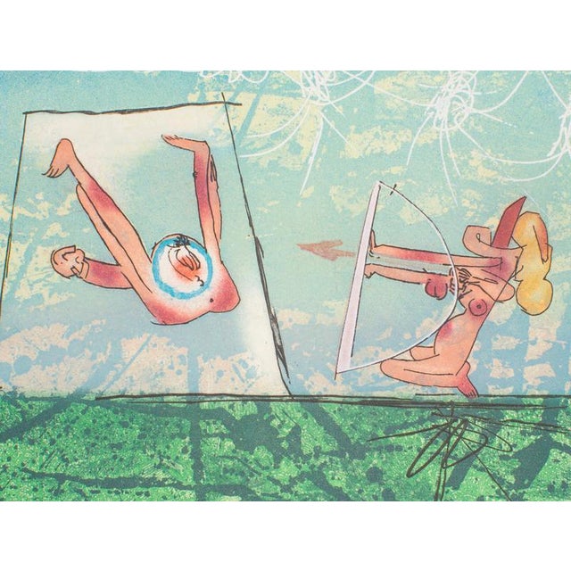 Hand signed. Edition of 100 prints. from the portfolio “Transesports” of 6 coloured etchings and aquatints on Japon Nacré...
