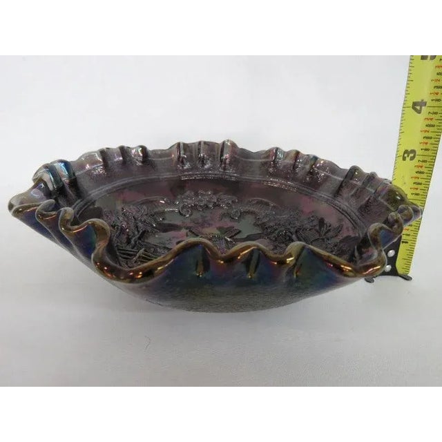 Mid 20th Century Imperial Carnival Glass Windmill Purple Smoke Ruffled Edge Bowl Candy Dish For Sale - Image 5 of 11