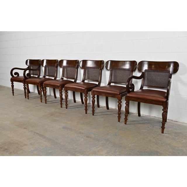 Ralph Lauren for Henredon English Regency Walnut and Cane Armchairs, Pair For Sale - Image 13 of 14