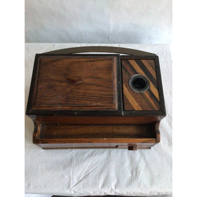 Brown 1800s Japanese Letter Box With Inkwell and Handle For Sale - Image 8 of 12