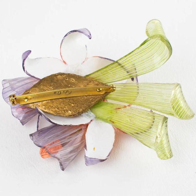 Cilea Paris Art Nouveau Inspired Resin Floral Brooch For Sale In Atlanta - Image 6 of 8