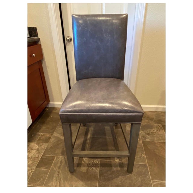 Restoration Hardware Hudson Parsons Leather Counter Stools - Set of 4 For Sale In San Francisco - Image 6 of 9