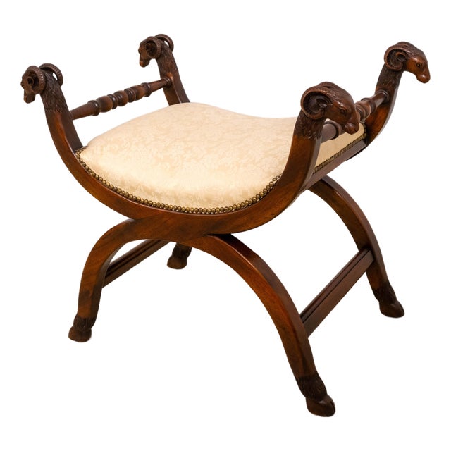 Theodore Alexander Rams Head Regency Mahogany Bench For Sale