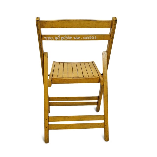 Indian Antique India Yellow Rustic Folding Chair For Sale - Image 3 of 10