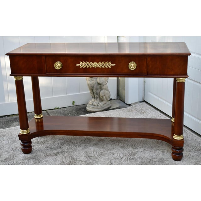 Vintage Statton Inlaid Mahogany French Empire Console Table W/Brass ...