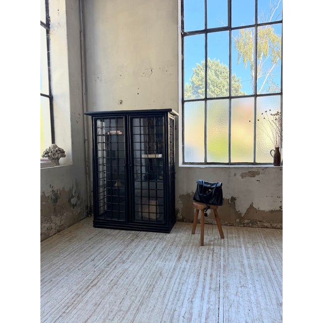 Antique Black Bamboo Glass-Fronted Bookcase, 1900s For Sale - Image 3 of 18