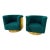 Pair of Italian Brass and Turquoise Bouclé Club Chairs, 1970s For Sale