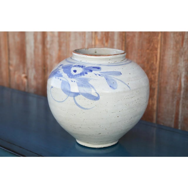 White 1930s Blue and White Asian Glazed Pot For Sale - Image 8 of 8