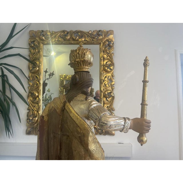 Wood Baroque Wooden Figure of Madonna and Child For Sale - Image 7 of 18