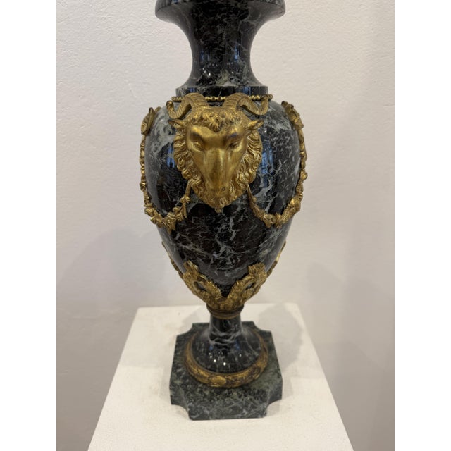 Metal Ornamental Vase in Green Marble and Gilded Bronze, France, 1800s For Sale - Image 7 of 18