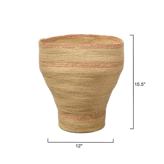 Rustic Jamie Young Trophy Basket in Seagrass with Orange Accents For Sale - Image 3 of 6