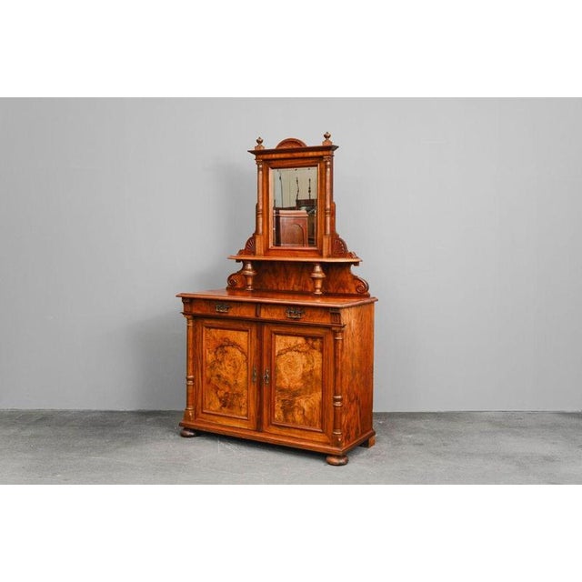 Gründerzeit Sideboard in Walnut with Mirrored Top, 1800s For Sale - Image 4 of 18