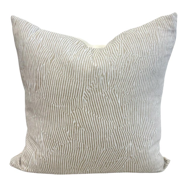 Tan and Cream Avant Pillow 23” X 23” For Sale