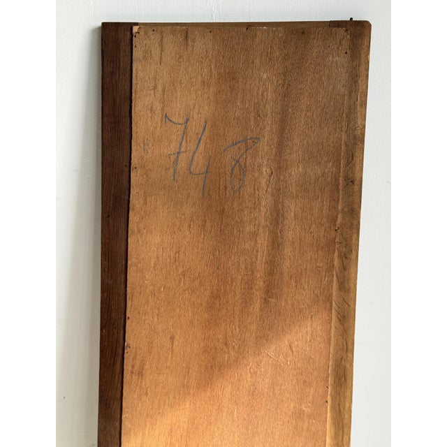 Antique Mirror in Brown Oak with Beveled Glass and Keyhole Escutcheon, 1980s For Sale - Image 13 of 16