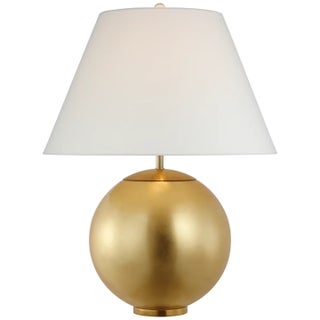 AERIN by Visual Comfort Signature Morton Large Table Lamp in Gild with Linen Shade For Sale