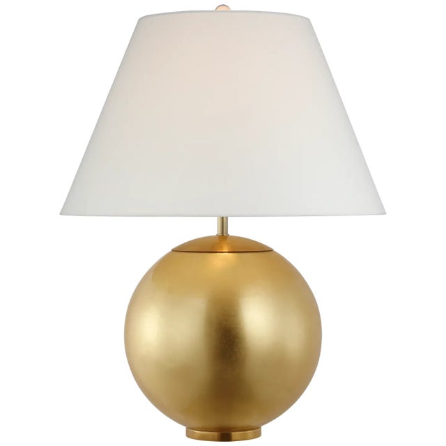 AERIN by Visual Comfort Signature Morton Large Table Lamp in Gild with Linen Shade For Sale