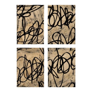 Black Gesture I – IV by Murray Duncan 2026, Set of Four Mixed Media Works on Paper For Sale