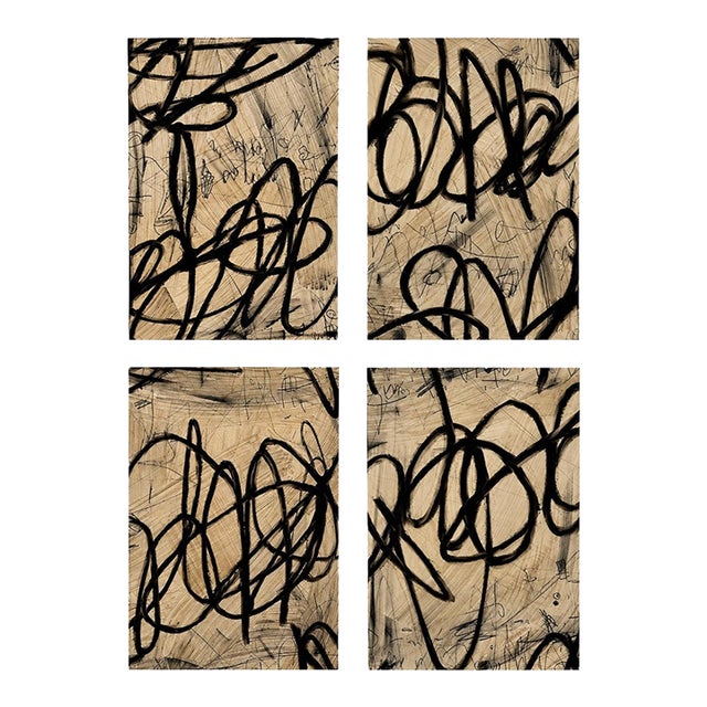 Black Gesture I – IV by Murray Duncan 2026, Set of Four Mixed Media Works on Paper For Sale