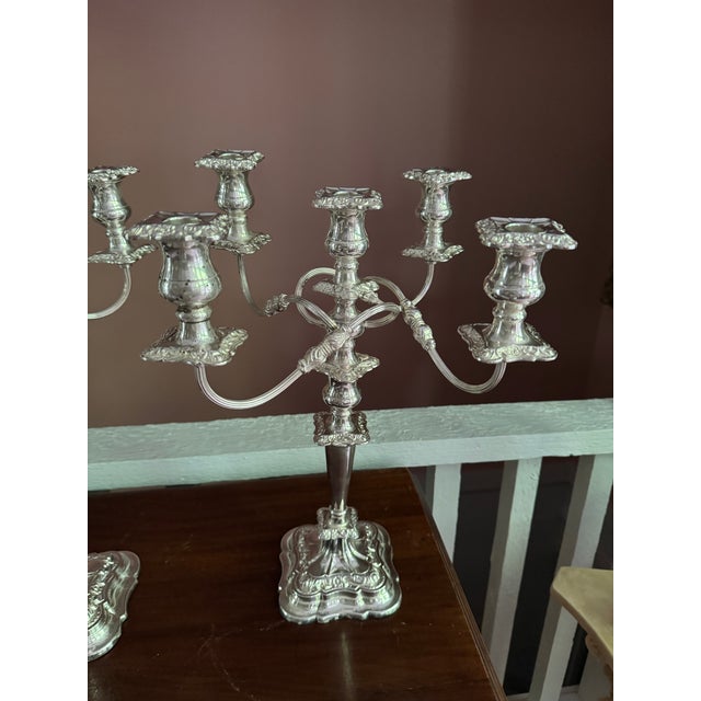 Mid 20th Century , 4 -Arm Candelabra Silverplate Sheffield Made in England For Sale - Image 14 of 18