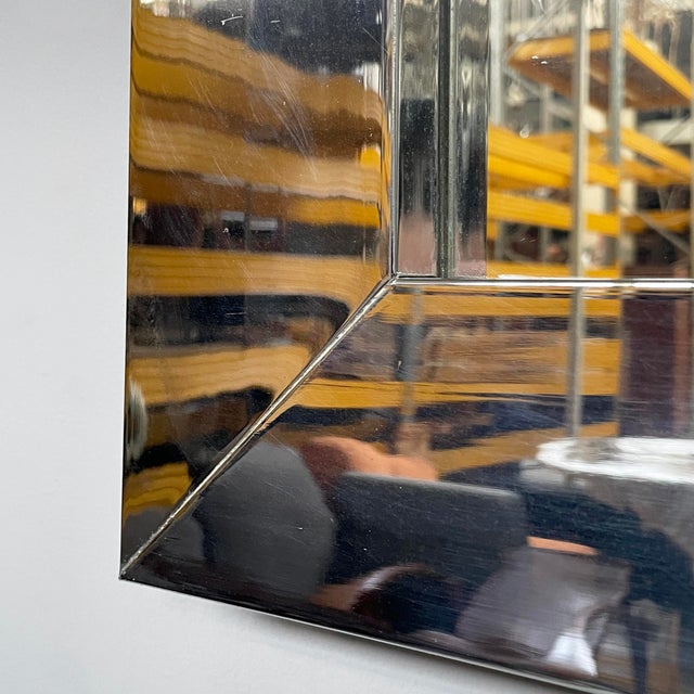 Metal Italian Modern Square Wall Mirror in Chrome Metal, 1970s For Sale - Image 7 of 13