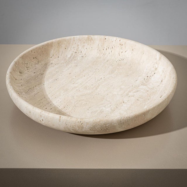 Early 21st Century 21st Century Shallow Travertine Bowl, Italy. For Sale - Image 5 of 7