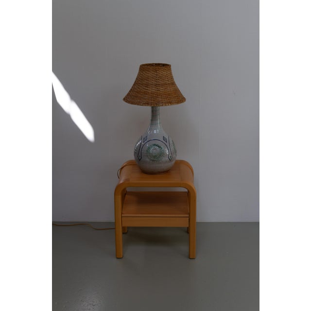 Danish Modern Blue and Green Ceramic Table Lamp by Søholm, 1960s For Sale - Image 9 of 16