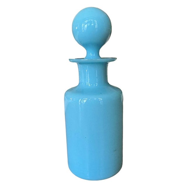 Portieux Vallerysthal Early 20th Century French Portieux Vallerysthal Aqua Blue Perfume Decanter For Sale - Image 4 of 11